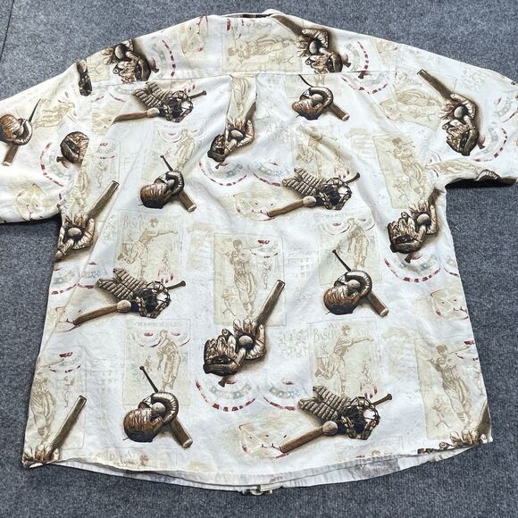 Reel Legends Shirt Mens 2XL  Vintage Baseball Print Button Down All Over XXL - Picture 11 of 15